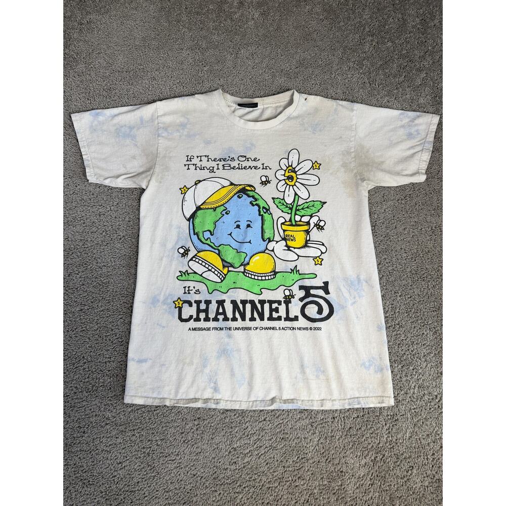 Channel 5 Shirt Mens L White Earth Daisy Graphic 2022 Tie Dye Tee Environment